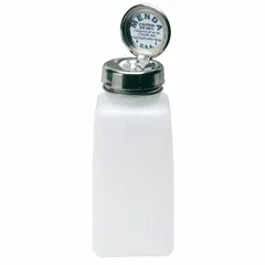HDPE dispensing bottle with a 236.5 mL (8 fl oz) capacity. Includes a dropper assembly and silver closure. Non-sterile, no label. Used for controlled drop-by-drop dispensing of liquids in laboratory and industrial applications.