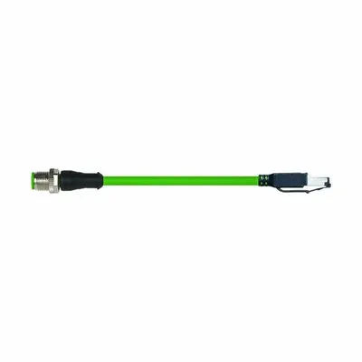 MURRELEKTRONIK M12 to RJ45 Cordset, Cat5, 5 m, PUR, Green, D Coding, IP67 - M12 Connector to RJ45 Connector Cordsets