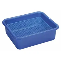 This rectangular polypropylene tray has a 7 L capacity and measures 14 3/8 inches in length and 4 3/4 inches in height. It is designed for use with vessels in laboratory and industrial settings, providing containment for spills or organization of tools and samples