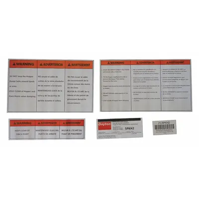 DAYTON Label Kit: For 5PKH2, Fits Dayton Brand - GGS Material Handling Parts