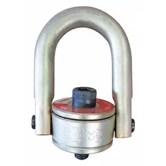 This pivot and rotate hoist ring from CROSBY is designed for lifting operations requiring a swivel and pivot connection. It features a 2-1/2"-4 thread size, 50,000 lb maximum capacity, 180° pivot angle, and 360° rotation. The zinc-plated finish provides corrosion resistance. Typical applications include rigging, manufacturing, and industrial maintenance for safe load positioning.