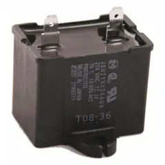Compressor run capacitor for refrigerators and freezers. Supports compressor motor starting and running. Genuine OEM part.
