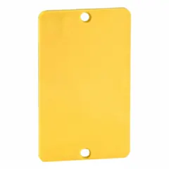 Portable power outlet box cover for single-gang outlet boxes. Yellow color for high visibility on job sites. Overall height 3-5/8 inches. Suitable for protecting outlets in temporary power applications.