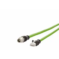 METZ CONNECT M12 Cable: Cat7, M12 Plug Male Straight x RJ45 Male Straight, 1 m Lg, PUR, Green, X (MPN 142M2X15010)