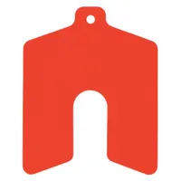 This untabbed slotted shim is 0.002" thick with a 1" length and width, in AA Trade Size. It comes in a pack of 20 and is red in color. Tolerances are +/-0.030" for length and width, and +/-0.0001" for thickness. Used for precision alignment and gap adjustment in machinery assembly and maintenance