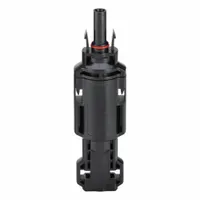 In-line fuse for photovoltaic systems, providing overcurrent protection. Features MC4 female connector and 15 A maximum current rating. Suitable for use in solar panel wiring to safeguard against excessive current