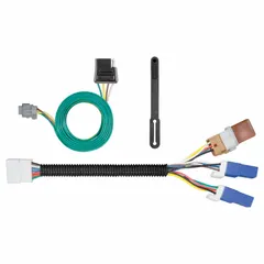 4-Way flat electrical plug for towing and trailer lighting connections. IP67-rated for dust and water resistance. Black powder-coated finish with integrated dust cover. Suitable for connecting a tow vehicle to a trailer in fleet maintenance and light-duty towing applications.