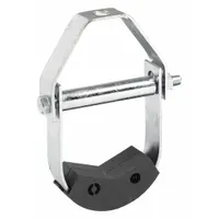 This zinc-plated steel clevis hanger supports 8 in pipe from 3/4 in threaded rod. It is non-cushioned and rated for a load capacity of 1,100 lb. Used in commercial and industrial piping systems for suspending insulated pipes