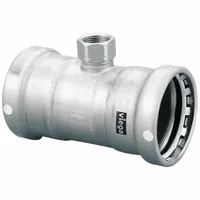 VIEGA MEGAPRESS Crimp Tee Fitting: 2 1/2 in Pipe x 2 1/2 in Pipe x 3/4 in Pipe Size, FKM (MPN 95620)