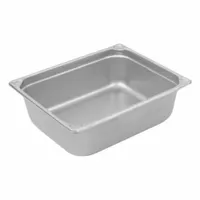 Rectangular transport steam table pan with 6 qt capacity, constructed from 20 ga steel. NSF certified for food safety. Suitable for holding and transporting hot food in commercial foodservice settings. Not dishwasher safe