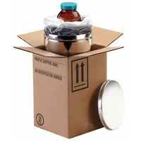 This 4-pack of jug shipping kits includes one 8 oz bottle per kit, with a brown outer box measuring 6 x 6 x 9 inches. UN rated with solid rating 4GV/X1.2/S, these kits are designed for the safe transport of hazardous materials in compliance with UN regulations