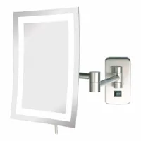 SEE ALL Makeup Mirror: Rectangular, Glass, 13 in Overall Ht, 11 in Overall Wd, 3 in Overall Dp, Wall (MPN HLEDNSA69D)