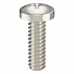 Pan head machine screw with #6-32 thread, 7/16 in length, made from 18-8 stainless steel with plain finish. Features a Phillips drive with #2 drive size. Supplied in a 50-pack. Commonly used for fastening in machinery, electrical enclosures, and panel assembly where corrosion resistance is required.