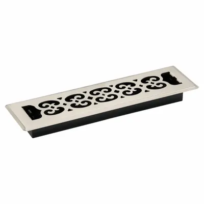 DECOR GRATES Floor Register: Floor, 13 1/2 in H, 3 3/4 in W, Decorative, Brushed, Nickel - Floor Registers