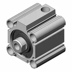 Single-acting compact air cylinder with 32 mm bore diameter and 10 mm stroke length. Features a magnetic piston, through-hole mounting, and a rotating rod. Suitable for automated machinery, packaging lines, and material handling systems where space is limited.