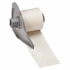 Thermal transfer precut label roll made of autoclavable polyester with a gloss finish. Each label measures 1 1/2 in wide by 3/8 in high. Designed for use with the BMP71 printer series. Suitable for labeling equipment and instruments that require sterilization in medical, laboratory, or pharmaceutical environments.
