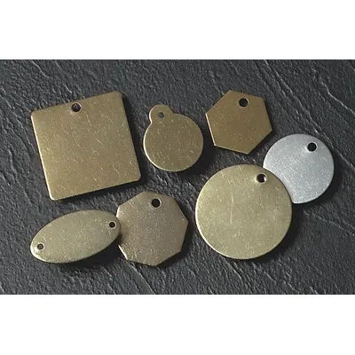 C.H. HANSON Blank Tag: Brass, Brass, 0.04 in Thick, Hexagon, 1 1/4 in x 1 1/4 in - General Purpose Blank Valve Tags