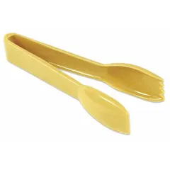 These CRESTWARE serving tongs are made of polycarbonate, offering a lightweight option for handling and serving food items. With a 6 in overall length and 1 in overall width, they are suited for use in buffet lines, cafeterias, and other food service settings. The beige color provides a neutral appearance. Note: not dishwasher safe and not NSF certified.