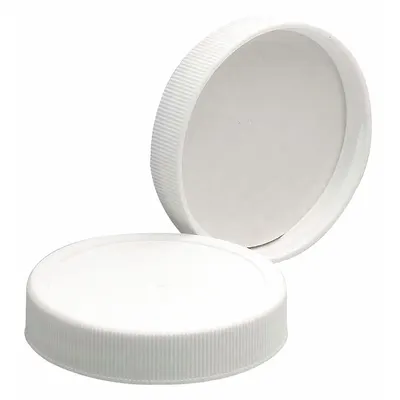 WHEATON Cap: 56 mm Dia, White, Polypropylene, PTFE Faced Polyethylene - Screw On Caps