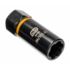 This 1/2" drive impact socket features a Bolt Biter design for removing rounded or damaged fasteners. The 6-point, deep profile and black oxide finish suit heavy-duty use in automotive and industrial settings. Socket size is 13/16 in. Not tether capable.