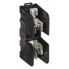 Single-pole fuse block designed for UL Class J fuses, rated 600 V AC. Features pressure-plate terminals and non-indicating design. Used in industrial electrical circuits such as motor control centers, panelboards, and distribution equipment for overcurrent protection.