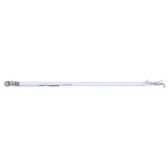 This 36-inch downrod extends the drop of a ceiling fan from the mounting bracket, suitable for rooms with high or sloped ceilings. Made of steel with a white finish, it includes safety cables for secure installation.