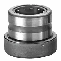 This INA combination bearing integrates a needle roller and thrust ball bearing into a single unit for handling combined radial and axial loads in compact spaces. It has a 25 mm bore diameter, 42.1 mm axial bearing outside diameter, and steel ring material. Suitable for applications such as machine tools, gearboxes, and automation equipment