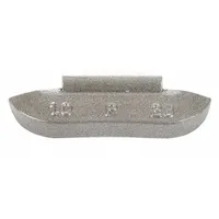 This clip-on wheel weight is made of lead with a coated finish, designed for steel rims on passenger cars. It attaches directly to the rim flange to correct wheel imbalance and reduce vibration during rotation