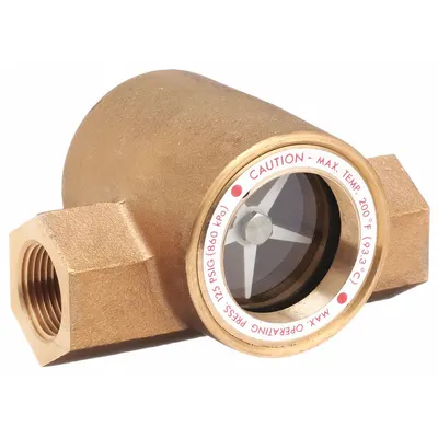 Dwyer Window Sight Flow Indicator with Impeller: Rotor, Bronze, 1 1/4 in FNPT - Flow Sights with Indicator