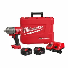 This cordless impact wrench delivers 1,000 ft-lb of fastening torque for heavy-duty bolting applications. The brushless motor and M18 FUEL™ platform provide efficient power for automotive, construction, and industrial maintenance tasks. Kit includes tool and battery system components.