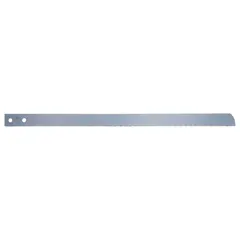 Bi-metal power hacksaw blade with 12-inch length, designed for cutting steel and general metals. Suitable for use on power hacksaw machines, accommodating workpieces up to 6 3/4 inches in diameter. Commonly applied in cutting structural steel, pipe, and bar stock in industrial fabrication and maintenance settings.