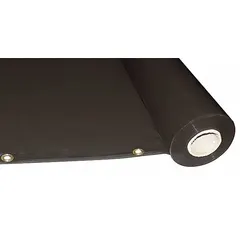 This WESTWARD welding curtain roll is made of tinted transparent PVC material, providing a flexible barrier for welding areas. It measures 5 feet in height and 75 feet in width, in gray. Used to block UV radiation and sparks, it helps protect nearby workers from arc flash and debris in fabrication shops, construction sites, and industrial maintenance facilities.