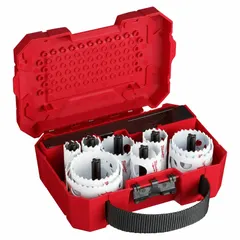 This 13-piece hole saw kit from MILWAUKEE is designed for cutting clean holes in wood, metal, and plastic. The alloy steel construction provides durability for job-site installations, conduit runs, and pipe penetrations. Maximum cutting depth is 1-5/8 in. Includes a range of sizes for multi-material cutting applications.
