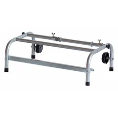 This freestanding masking dispenser holds one 18-inch roll of paper horizontally and includes a single cutter for clean dispensing. Constructed from steel, it is suited for painting, automotive refinishing, and industrial masking tasks in workshops and production lines.