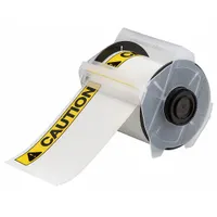 Pre-Cut Label Stock Roll: Caution, CAUTION Header, 4 in x 6 in, 6 1/4 in x 50 ft, Polyester, White (MPN 133166)