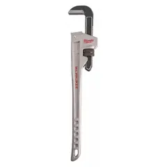 This 24-inch straight pipe wrench has a 3-inch jaw capacity and a serrated jaw for gripping pipes and fittings. The ergonomic handle and aluminum body reduce user fatigue during plumbing, mechanical, and industrial maintenance tasks.
