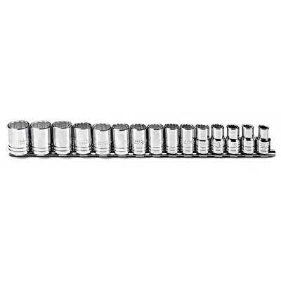 PROTO J54206 15-Piece 1/2 in Drive Metric Socket Set, 12-Point, 10-24 mm - SAE & Metric Socket Sets
