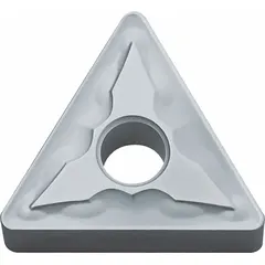 Triangle (T) indexable turning insert in cermet grade, designed for finish turning and light machining of steels and stainless steels. Provides wear resistance and smooth surface finish in lathe operations.