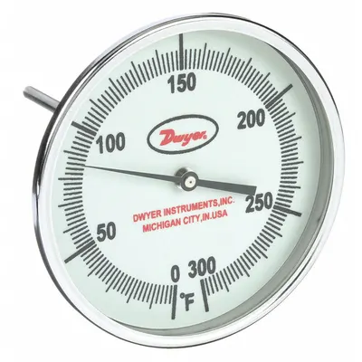 Dwyer GBTB525151 Fixed-Angle Glow-in-the-Dark Thread-Mount Dial Thermometer - Fixed-Angle Glow-in-the-Dark Thread-Mount Dial Thermometers