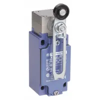 Rotary-motion limit switch from the XCKJ series with Body Style X. Features screw clamp terminals, SPDT contact configuration, and 90° total travel. No actuator included. Used in industrial automation to detect position or limit motion of rotating parts in machinery such as conveyors and packaging equipment