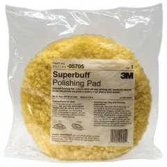 Double-sided wool polishing pad with heavy nap texture for use with polishers on painted surfaces. Features soft edge pads to protect body and style lines. 8-inch outside diameter with unthreaded center hole. Color: Yellow.