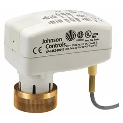 Electric ball valve actuator designed for use with VG5200 series ball valves. Operates on 24V AC power for on/off or modulating control in HVAC and industrial piping systems.