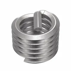 Free-running helical insert with tang for installation, 1/2"-13 thread size, coarse pitch, right-hand orientation. Made from 18-8 metal with tensile strength 200,000-250,000 psi, plain finish. Used to repair or reinforce tapped threads in metal components.