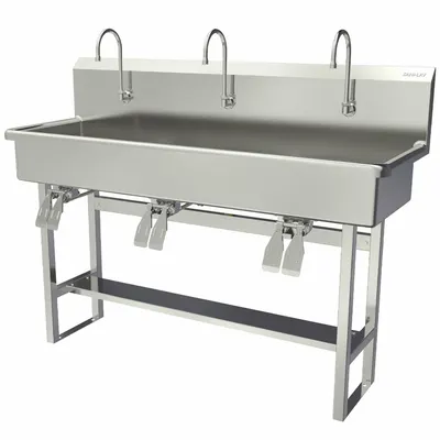 SANI-LAV Three-Station Freestanding Wash Station with Faucets - Three-Station Freestanding Wash Stations with Faucets