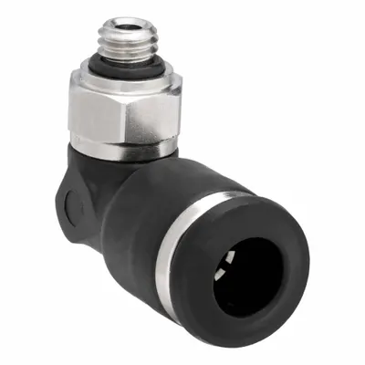 AIGNEP USA Push-Fit Elbow Fitting: 4 mm OD x 5 mm Pipe Size - Nylon & Nickel-Plated Brass Tube Fittings