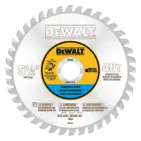 DEWALT Circular Saw Blade: 5 1/2 in Blade Dia., 40 Teeth, 0.06 in Cut Wd, 13/16 in Arbor Size (MPN DWA7771)