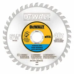 This 5-1/2 in diameter circular saw blade is designed for cutting stainless steel. It features 40 teeth, a 0.06 in cut width, and a 13/16 in arbor size. Suitable for metal fabrication and construction applications requiring precise cuts in stainless steel.