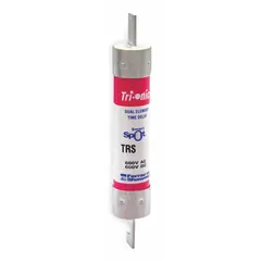 Class RK5 time-delay blade fuse rated 110 A at 600 V AC and 600 V DC. Part of the TRS-RID series with indicating function for visual open-circuit detection. Suitable for overload and short-circuit protection in motor circuits, transformers, and lighting systems.