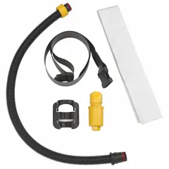 Breathing tube assembly for supplied-air respirators, designed for use with North CF1000, North Primair 100, and Primair 100 respirator hoods. Includes a nylon belt for secure attachment. Delivers breathable air to the hood in industrial environments requiring respiratory protection.