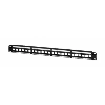 MONOPRICE Jack Panel: 2 Rack Units, 24 Ports, Flat, PoE, Adhesive Label/Front & Rear Numbered - Rack-Mount Modular Patch Panels